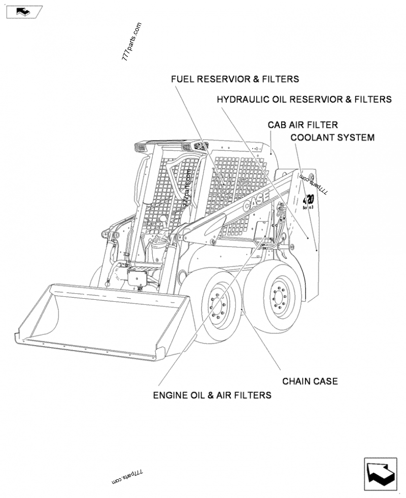 Part diagram FILTERS AND CAPACITIES - COMPACT TRACK LOADERS Case 420CT (COMPACT TRACK LOADER - SERIES 3, ASN N7M455401 (1/08-3/11)) | 777parts.com