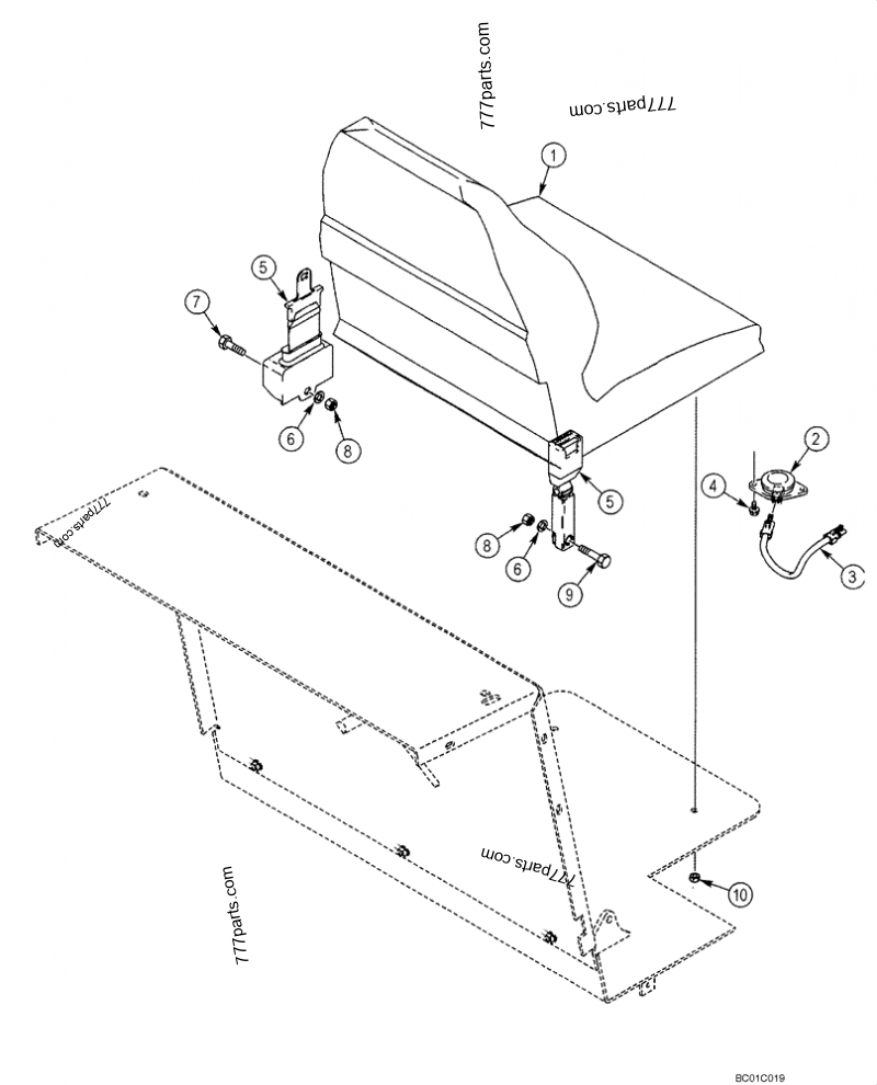 Part diagram SEAT, MOUNTING - NON-SUSPENSION - COMPACT TRACK LOADERS Case 420CT (COMPACT TRACK LOADER - BSN N7M455401 (2/06-12/07)) | 777parts.com