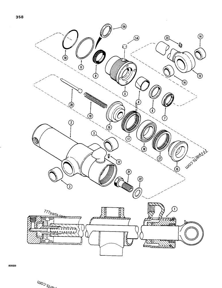 G100073 Backhoe Swing Cylinders With Two Piece Piston Loader Backhoes Case 480c Case 