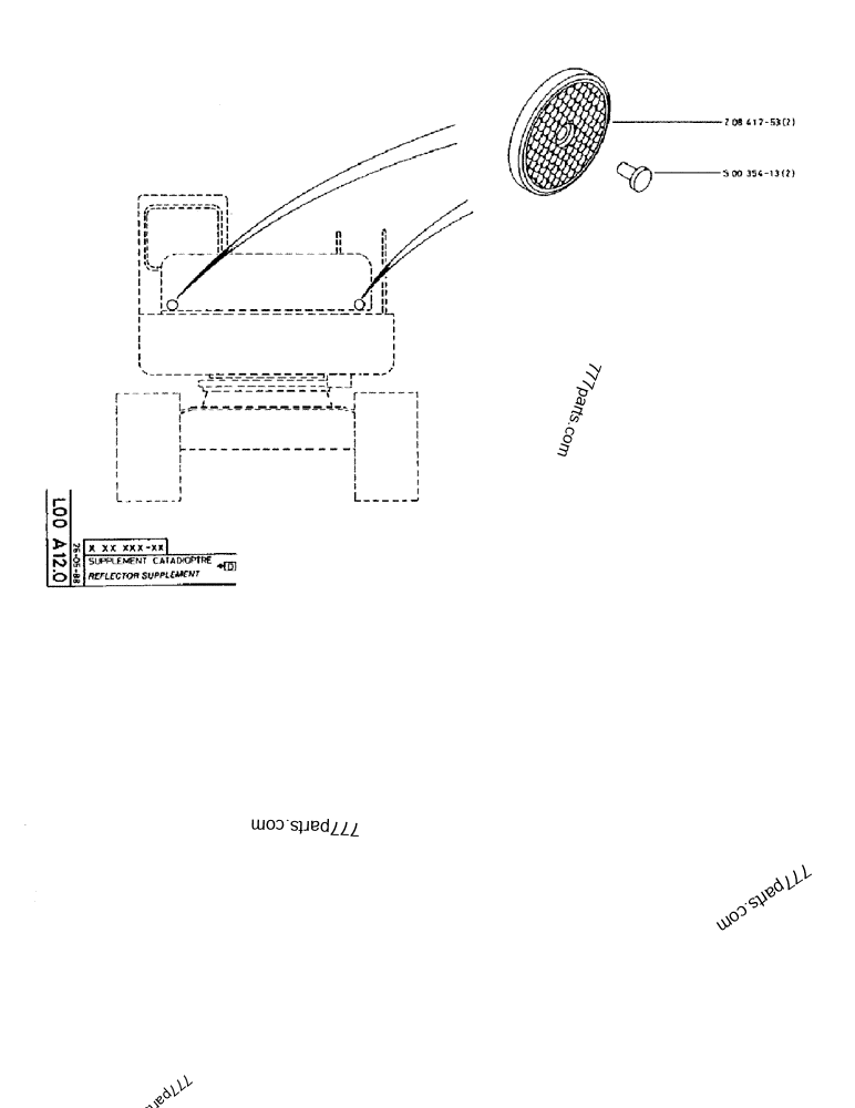 Part diagram REFLECTOR SUPPLEMENT - CRAWLER EXCAVATORS Case 170B (CASE CRAWLER EXCAVATOR (S/N 1501-) (S/N 12501-) (EUROPE) (2/87-12/89)) | 777parts.com