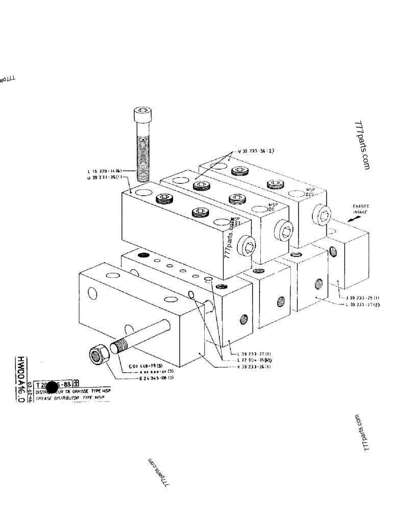 Part diagram GREASE DISTRIBUTOR TYPE MSP - CRAWLER EXCAVATORS Case 170B (CASE/POCLAIN EXCAVATOR - REHANDLING ATTACHMENT (1/85-12/89)) | 777parts.com