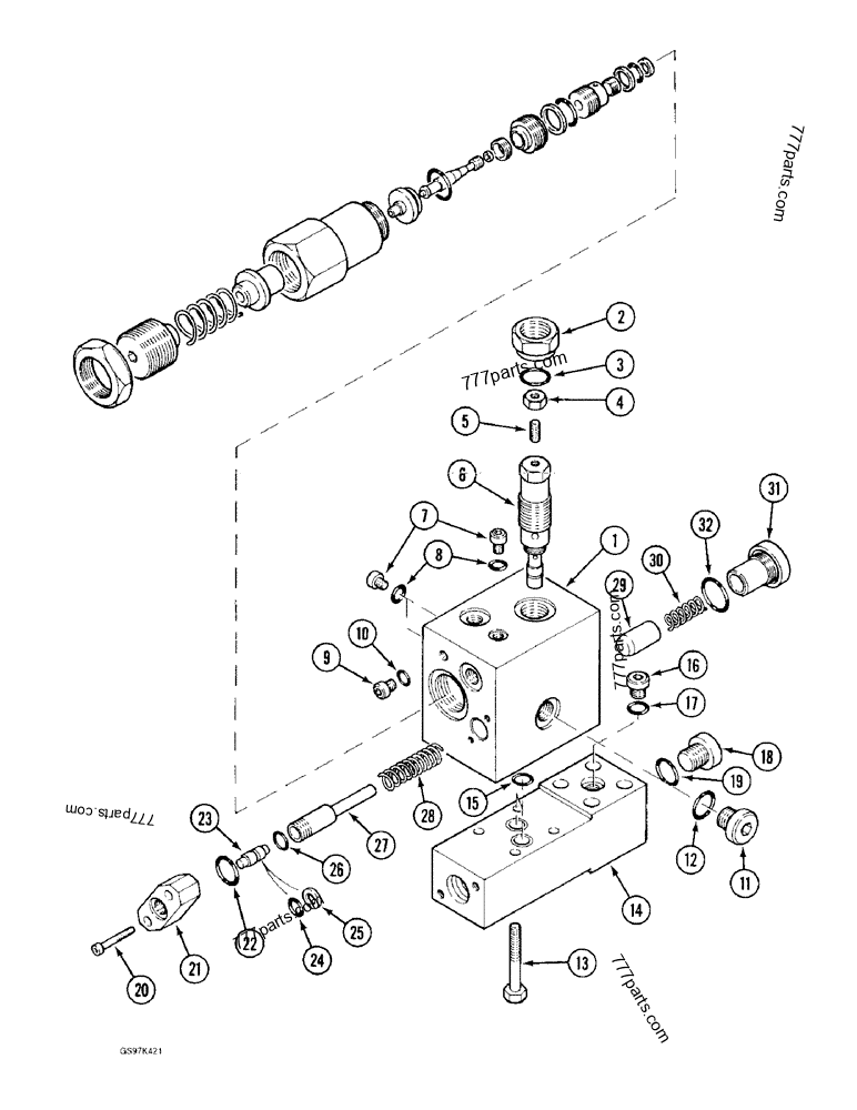 Part diagram CRANING VALVE, USED WITH ARM CYLINDER CIRCUIT - CRAWLER EXCAVATORS Case 170C (CASE CRAWLER EXCAVATOR (1/90-12/91)) | 777parts.com