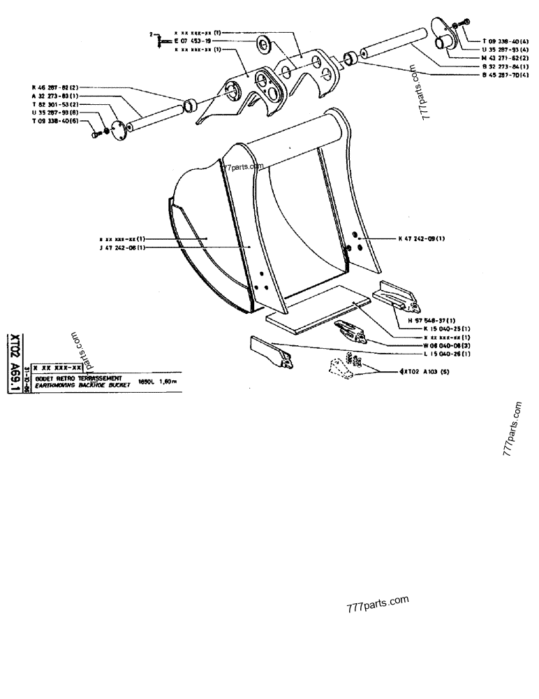 Part diagram EARTHMOVING BACKHOE BUCKET 1850L 1,60M - CRAWLER EXCAVATORS Case 170B (CASE CRAWLER EXCAVATOR (S/N 1501-) (S/N 12501-) (EUROPE) (2/87-12/89)) | 777parts.com