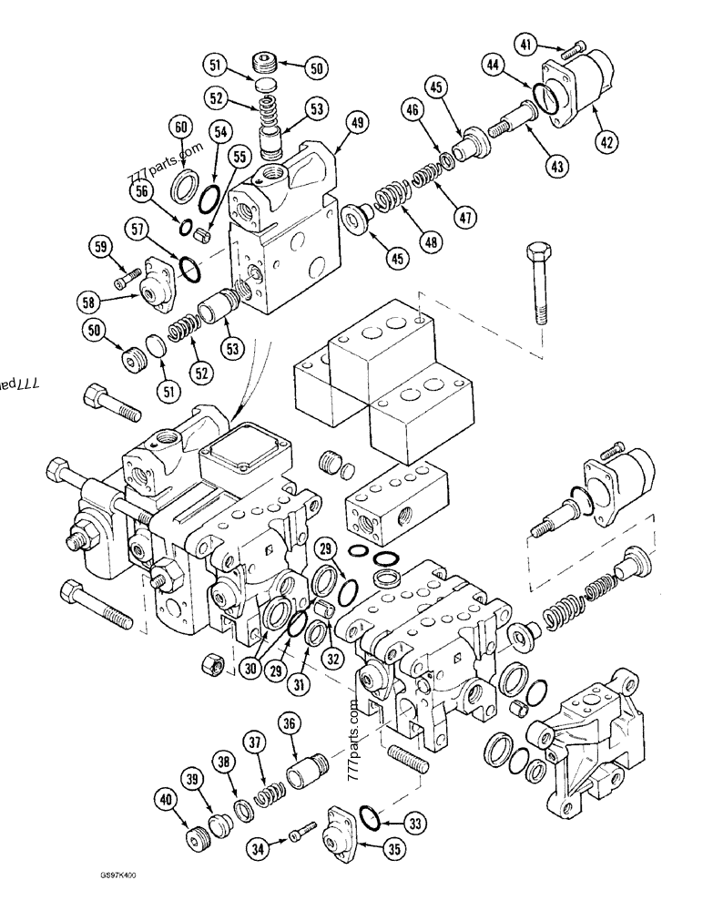 Part diagram ATTACHMENT CONTROL VALVE, BOOM, ARM, TOOL AND PARALLEL ARM SECTION - CRAWLER EXCAVATORS Case 170C (CASE CRAWLER EXCAVATOR (1/90-12/91)) | 777parts.com