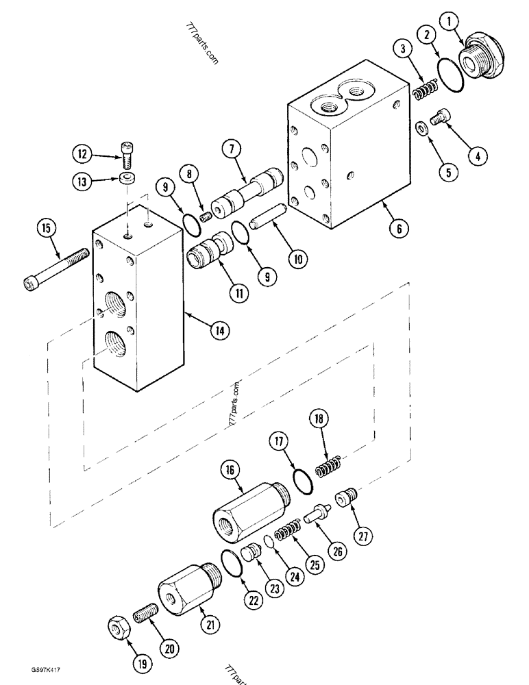 Part diagram PARALLEL SUPPLY CONTROL VALVE, FOR ARM CIRCUIT - CRAWLER EXCAVATORS Case 170C (CASE CRAWLER EXCAVATOR (1/90-12/91)) | 777parts.com