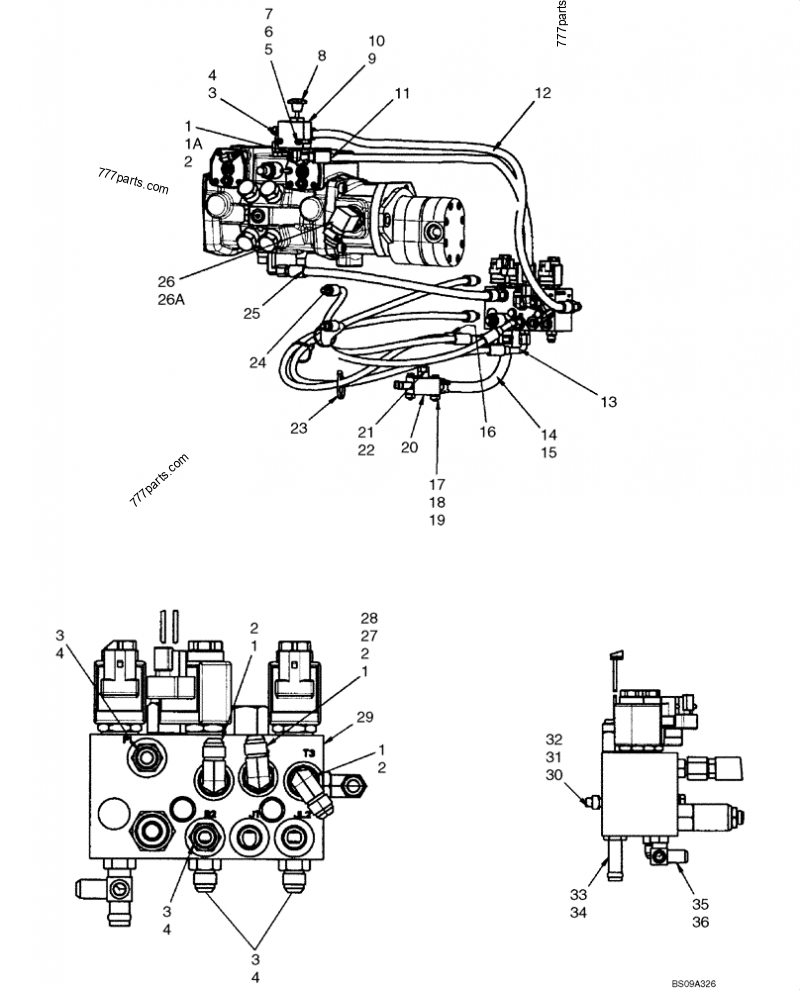 Part diagram HYDROSTATICS - OVERRIDE AND BRAKE VALVE (420CT WITH PILOT CONTROL) - COMPACT TRACK LOADERS Case 420CT (COMPACT TRACK LOADER - SERIES 3, ASN N7M455401 (1/08-3/11)) | 777parts.com