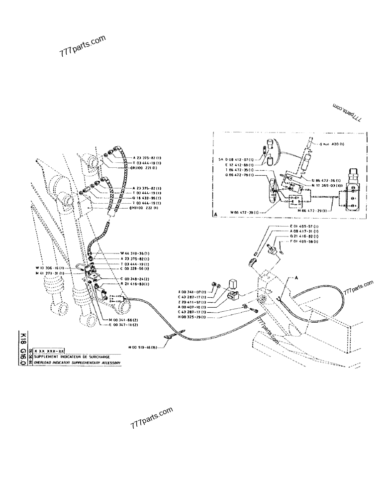 Part diagram OVERLOAD INDICATOR SUPPLEMENTARY ACCESSORY - CRAWLER EXCAVATORS Case 170 (POCLAIN CRAWLER EXCAVATOR (S/N 12341 TO 12492) (5/85-12/92)) | 777parts.com