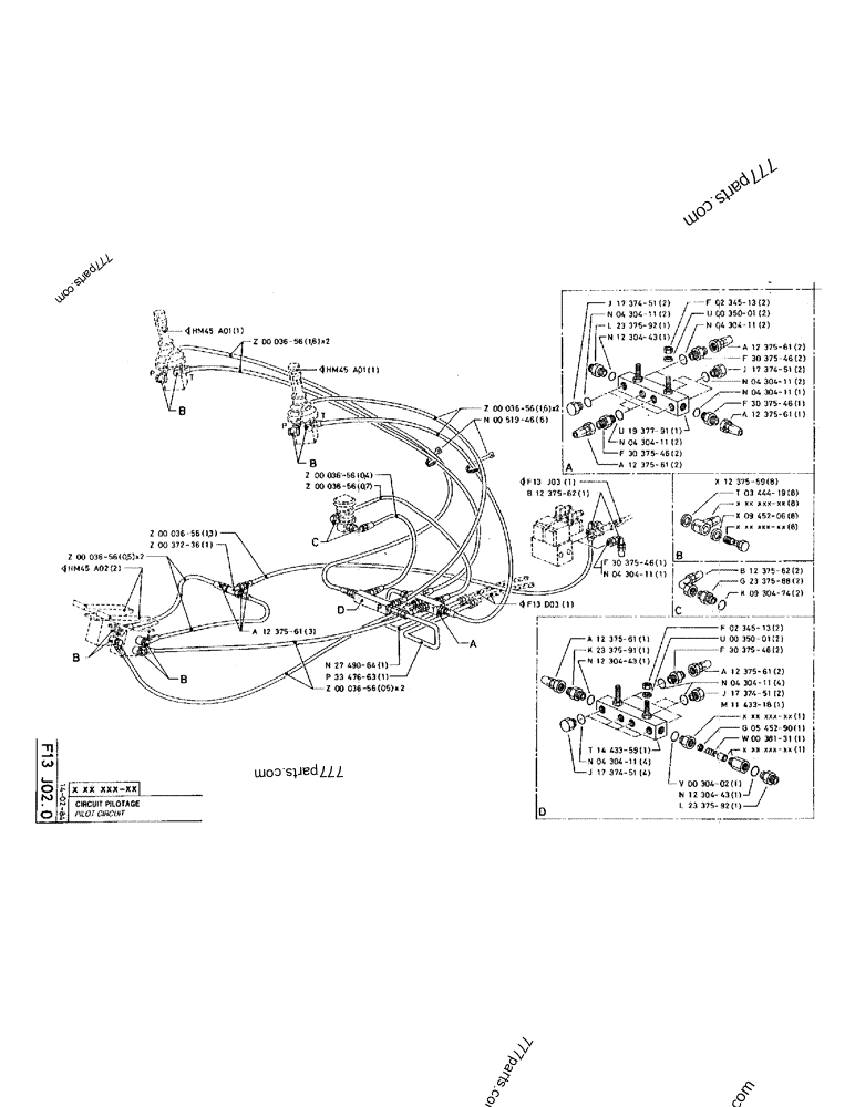 Part diagram PILOT CIRCUIT - CRAWLER EXCAVATORS Case 220 (POCLAIN CRAWLER EXCAVATOR (1/88-12/92)) | 777parts.com