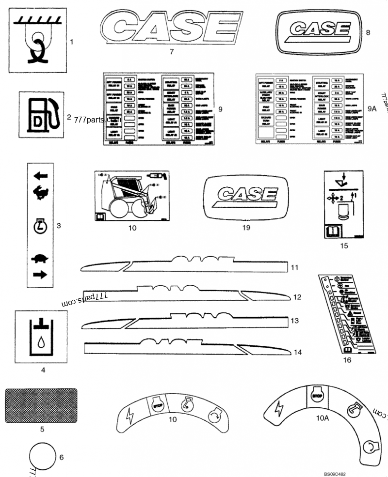 Part diagram DECALS - COMPACT TRACK LOADERS Case 420CT (COMPACT TRACK LOADER - SERIES 3, ASN N7M455401 (1/08-3/11)) | 777parts.com