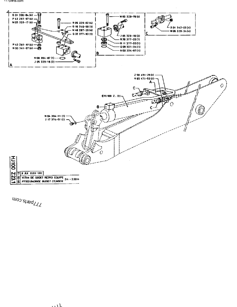 Part diagram FITTED BACKHOE BUCKET CYLINDER 2M - 2,50M - CRAWLER EXCAVATORS Case 170B (CASE CRAWLER EXCAVATOR (S/N 1501-) (S/N 12501-) (EUROPE) (2/87-12/89)) | 777parts.com