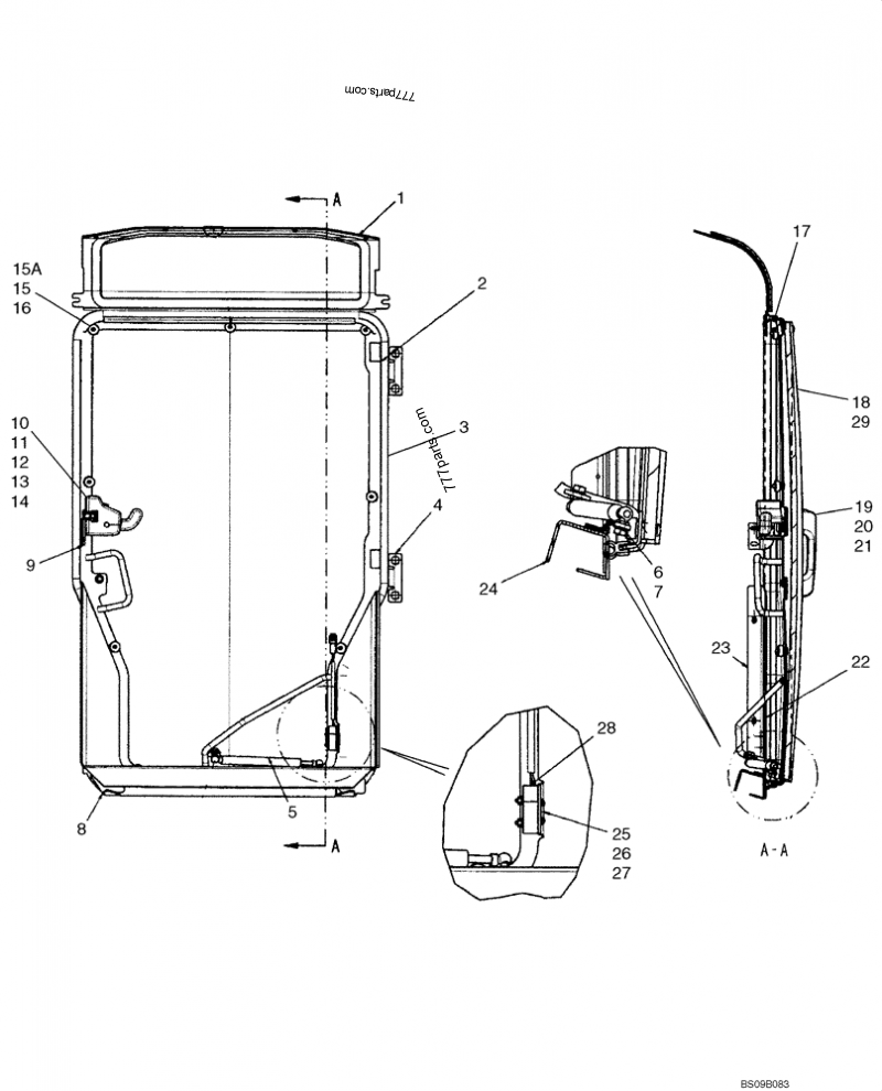 Part diagram DEMOLITION DOOR - COMPACT TRACK LOADERS Case 420CT (COMPACT TRACK LOADER - SERIES 3, ASN N7M455401 (1/08-3/11)) | 777parts.com