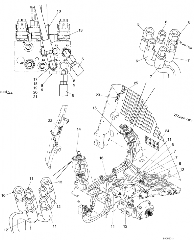Part diagram JOYSTICK CONTROL PLUMBING - ISO PATTERN (440CT) - COMPACT TRACK LOADERS Case 440CT (COMPACT TRACK LOADER - SERIES 3, ASN N7M483467 (1/08-3/11)) | 777parts.com