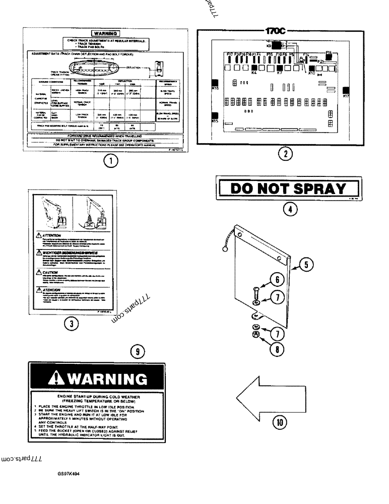 Part diagram DECALS AND MANUAL BOX, P.I.N. 02305 AND AFTER - CRAWLER EXCAVATORS Case 170C (CASE CRAWLER EXCAVATOR (1/90-12/91)) | 777parts.com