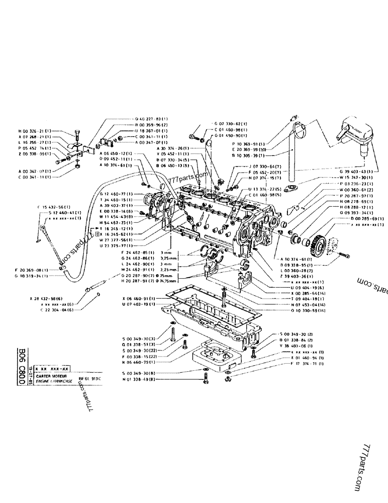 Part diagram ENGINE CRANKCASE BF6L 913C - CRAWLER EXCAVATORS Case 170 (POCLAIN CRAWLER EXCAVATOR (S/N 12341 TO 12492) (5/85-12/92)) | 777parts.com