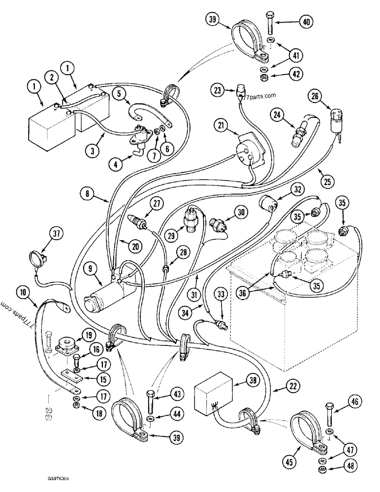 Part diagram ENGINE ELECTRICAL SYSTEM, P.I.N. 74501 AND AFTER - CRAWLER EXCAVATORS Case 170C (CASE CRAWLER EXCAVATOR (1/90-12/91)) | 777parts.com