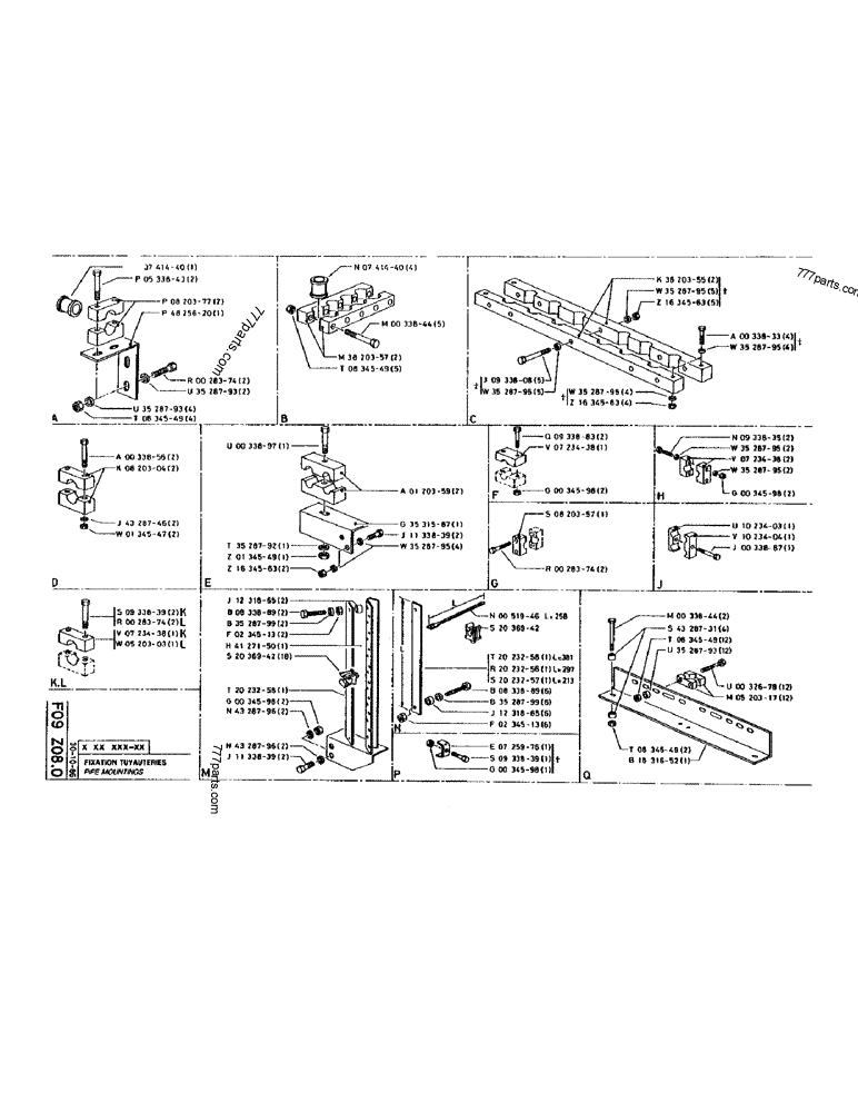 Part diagram PIPE MOUNTINGS - CRAWLER EXCAVATORS Case 170 (POCLAIN CRAWLER EXCAVATOR (S/N 12341 TO 12492) (5/85-12/92)) | 777parts.com