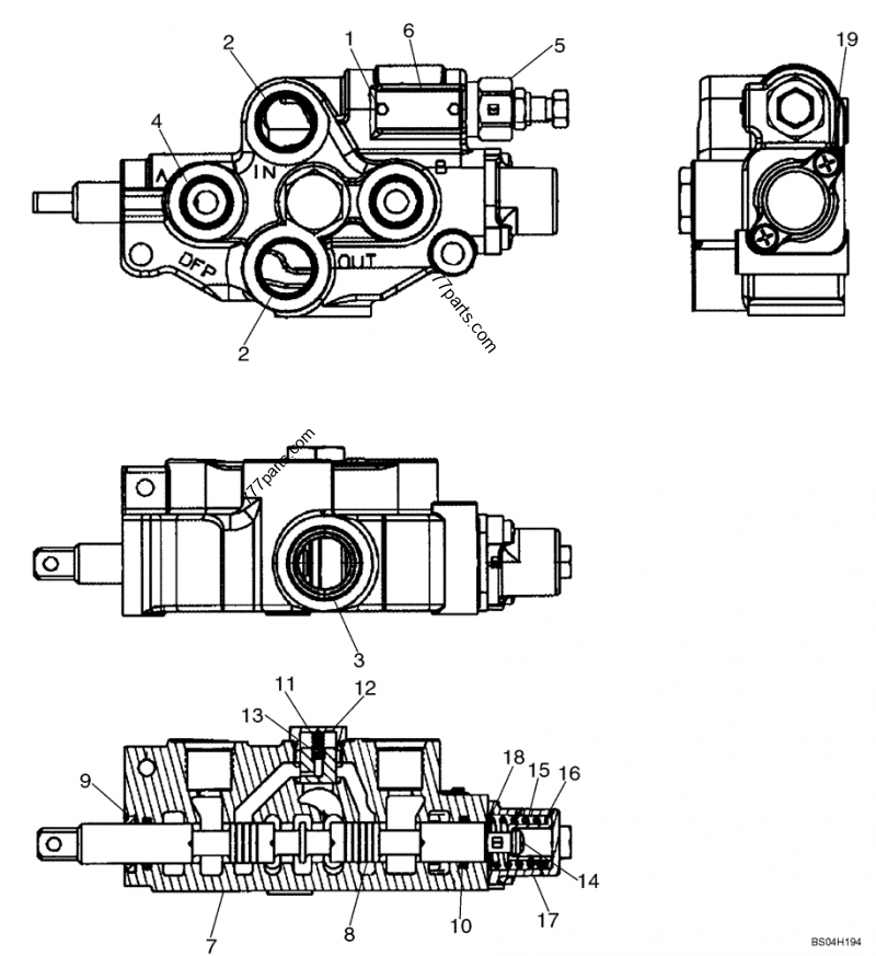 Part diagram SECONDARY FRONT AUXILIARY - VALVE ASSY - COMPACT TRACK LOADERS Case 420CT (COMPACT TRACK LOADER - BSN N7M455401 (2/06-12/07)) | 777parts.com