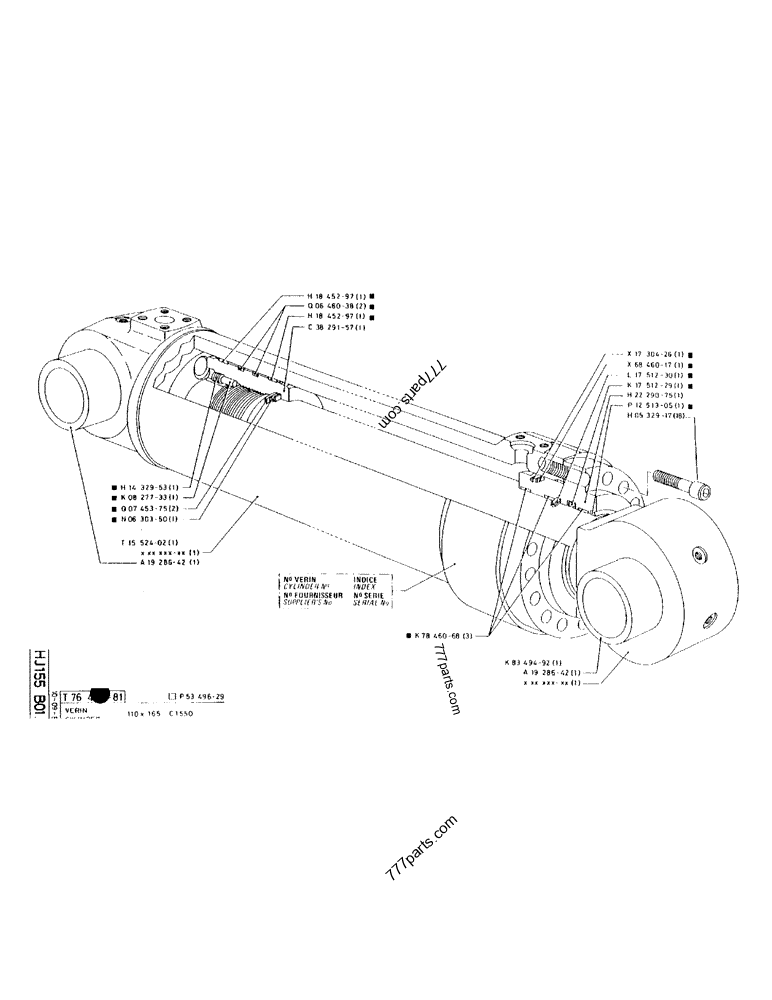 Part diagram CYLINDER 110X165 C1550 - CRAWLER EXCAVATORS Case 170B (CASE/POCLAIN EXCAVATOR - REHANDLING ATTACHMENT (1/85-12/89)) | 777parts.com