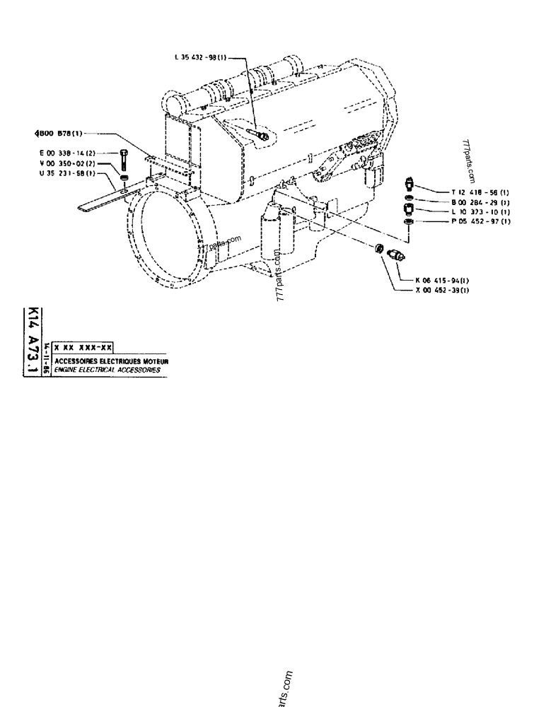Part diagram ENGINE ELECTRICAL ACCESSORIES - CRAWLER EXCAVATORS Case 170B (CASE CRAWLER EXCAVATOR (S/N 1501-) (S/N 12501-) (EUROPE) (2/87-12/89)) | 777parts.com