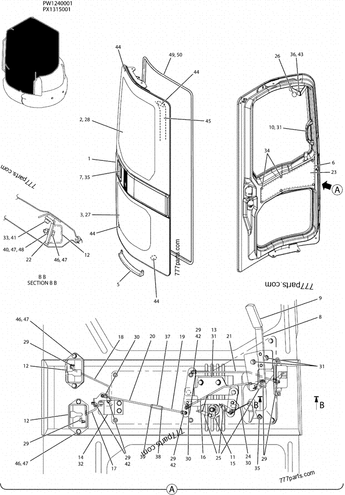 DOOR ASSY, CAB - MINI CRAWLER EXCAVATOR Case CX36B (MINI EXCAVATOR