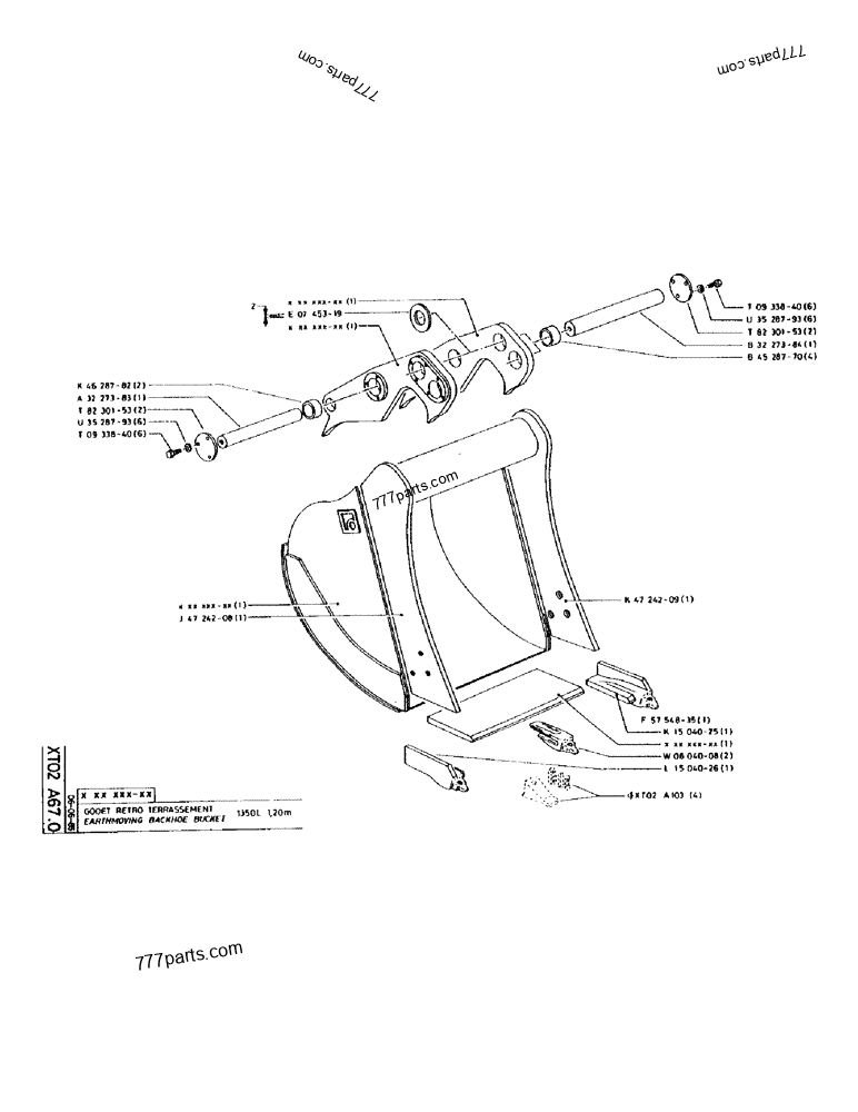 Part diagram EARTHMOVING BACKHOE BUCKET 1350L 1,20M - CRAWLER EXCAVATORS Case 170 (POCLAIN CRAWLER EXCAVATOR (S/N 12341 TO 12492) (5/85-12/92)) | 777parts.com