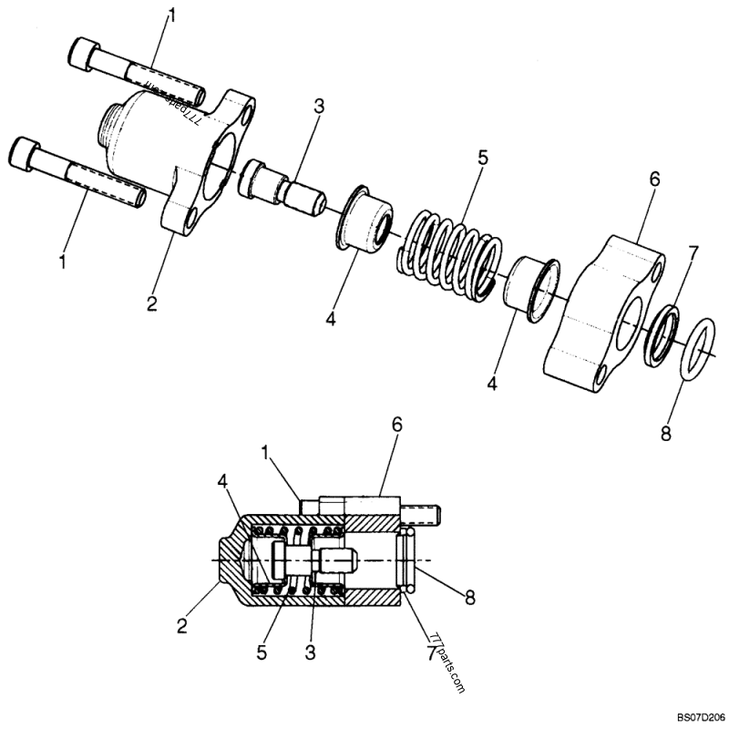 Part diagram CONTROL VALVE - SPOOL END GROUP - COMPACT TRACK LOADERS Case 420CT (COMPACT TRACK LOADER - BSN N7M455401 (2/06-12/07)) | 777parts.com
