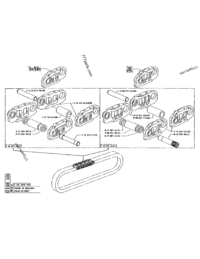 Part diagram CHAIN 49 LINKS - CRAWLER EXCAVATORS Case 170 (POCLAIN CRAWLER EXCAVATOR (S/N 12341 TO 12492) (5/85-12/92)) | 777parts.com