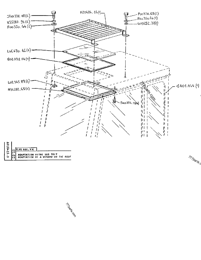 Part diagram ADAPTATION OF A WINDOW ON THE ROOF - CRAWLER EXCAVATORS Case 170B (POCLAIN EXCAVATOR - RAISED CAB AND CAB GUARD (1/85-12/89)) | 777parts.com