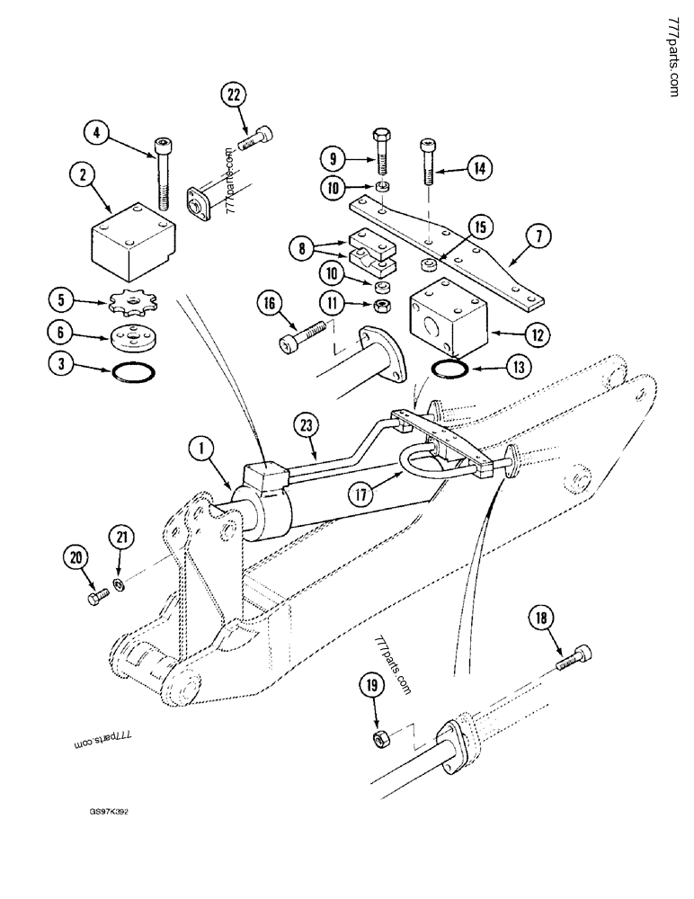 Part diagram TOOL CYLINDER CIRCUIT, TUBES AT CYLINDER - CRAWLER EXCAVATORS Case 170C (CASE CRAWLER EXCAVATOR (1/90-12/91)) | 777parts.com