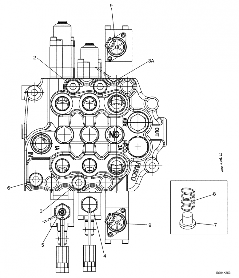 Part diagram VALVE ASSY, CONTROL - COMPACT TRACK LOADERS Case 420CT (COMPACT TRACK LOADER - BSN N7M455401 (2/06-12/07)) | 777parts.com