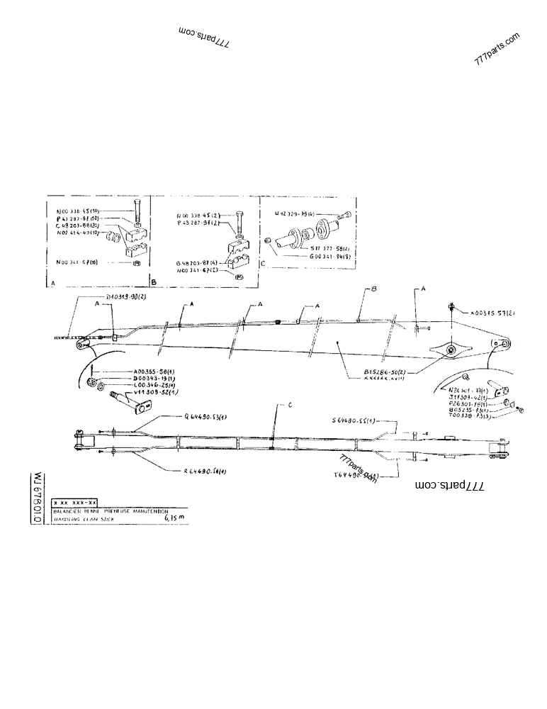 Part diagram HANDLING CLAM STICK 6,75M - CRAWLER EXCAVATORS Case 170B (CASE/POCLAIN EXCAVATOR - REHANDLING ATTACHMENT (1/85-12/89)) | 777parts.com
