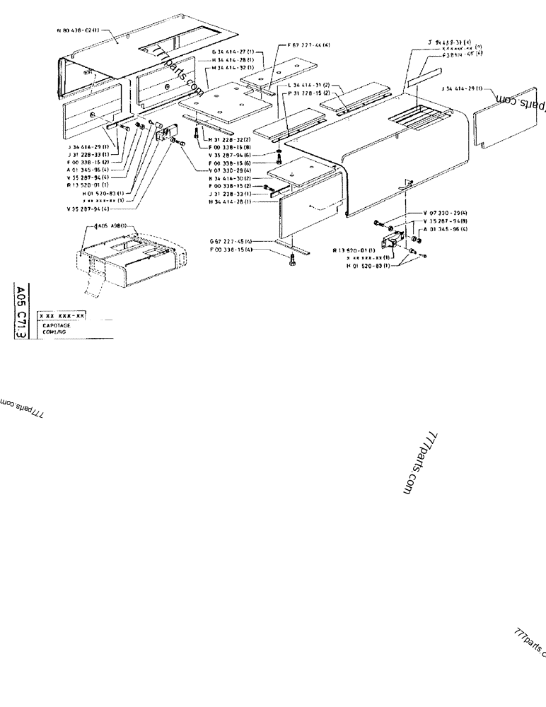 Part diagram COWLING - CRAWLER EXCAVATORS Case 170FG (POCLAIN EXCAVATOR W/ELECTRIC MOTOR (75KW 380V) (1/85-12/92)) | 777parts.com