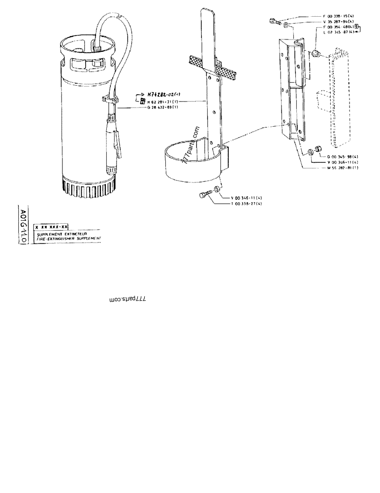 Part diagram FIRE-EXTINGUISHER SUPPLEMENT - CRAWLER EXCAVATORS Case 170FG (POCLAIN EXCAVATOR W/ELECTRIC MOTOR (75KW 380V) (1/85-12/92)) | 777parts.com