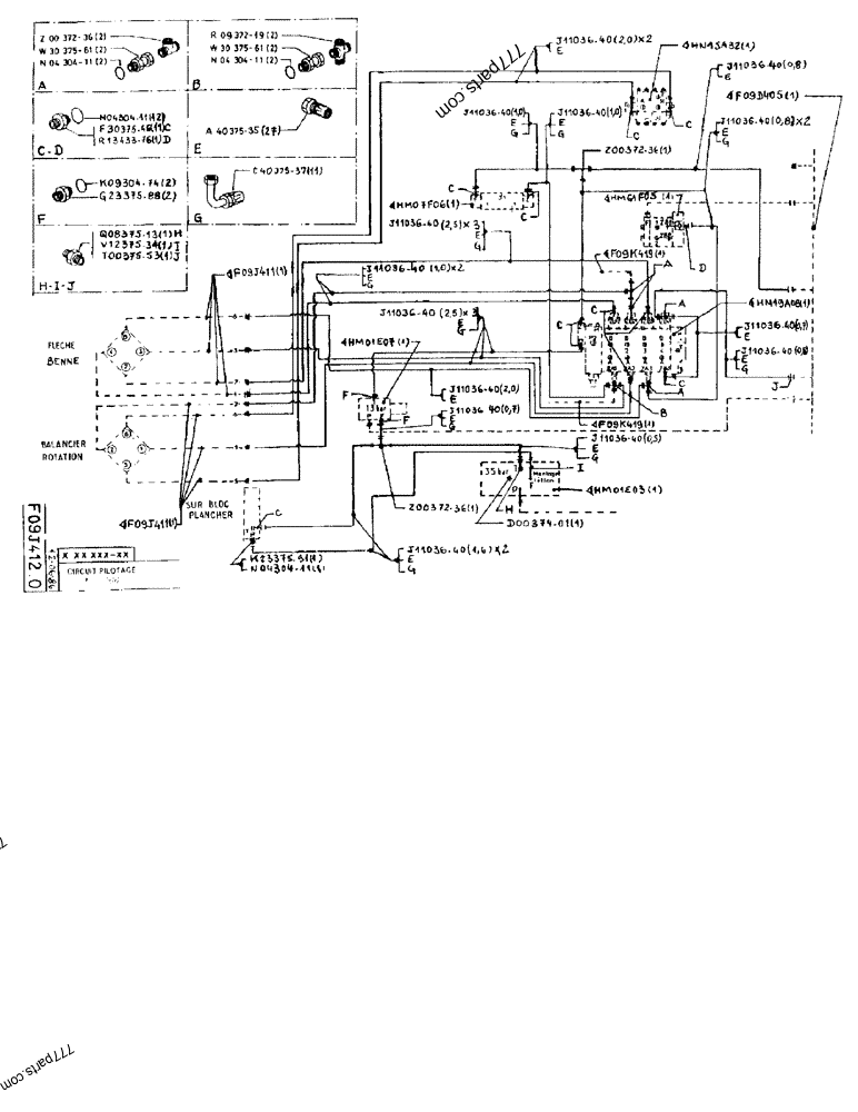 Part diagram PILOT CIRCUIT - CRAWLER EXCAVATORS Case 170FG (POCLAIN EXCAVATOR W/ELECTRIC MOTOR (75KW 380V) (1/85-12/92)) | 777parts.com