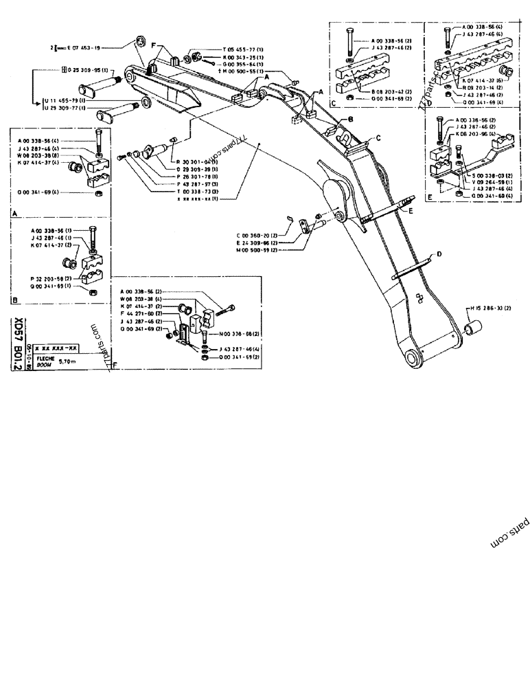 Part diagram BOOM 5,70M - CRAWLER EXCAVATORS Case 170B (CASE CRAWLER EXCAVATOR (S/N 1501-) (S/N 12501-) (EUROPE) (2/87-12/89)) | 777parts.com