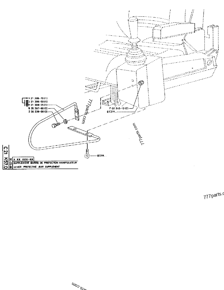 Part diagram LEVER PROTECTIVE BAR SUPPLEMENT - CRAWLER EXCAVATORS Case 170B (CASE CRAWLER EXCAVATOR (S/N 1501-) (S/N 12501-) (EUROPE) (2/87-12/89)) | 777parts.com