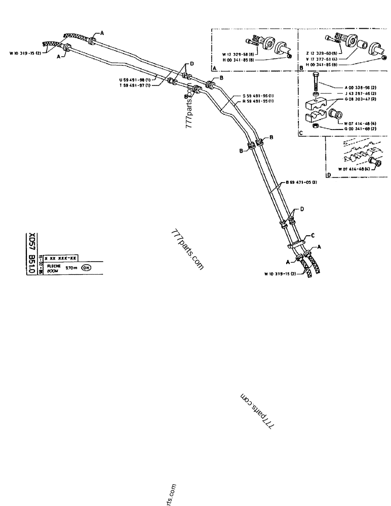 Part diagram BOOM 5,70M - CRAWLER EXCAVATORS Case 170B (CASE CRAWLER EXCAVATOR (S/N 1501-) (S/N 12501-) (EUROPE) (2/87-12/89)) | 777parts.com