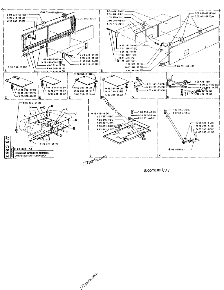 Part diagram UPPERSTRUCTURE LOWER LOCK - CRAWLER EXCAVATORS Case 170B (CASE CRAWLER EXCAVATOR (S/N 1501-) (S/N 12501-) (EUROPE) (2/87-12/89)) | 777parts.com