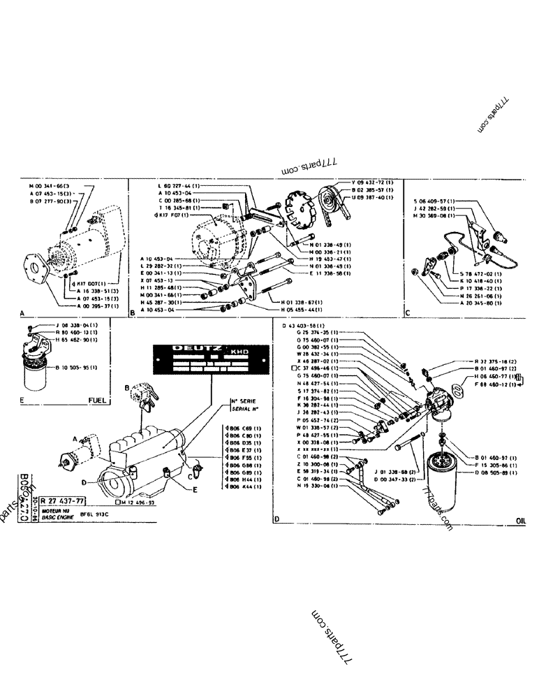 Part diagram BASIC ENGINE BF6L 913C - CRAWLER EXCAVATORS Case 170 (POCLAIN CRAWLER EXCAVATOR (S/N 12341 TO 12492) (5/85-12/92)) | 777parts.com