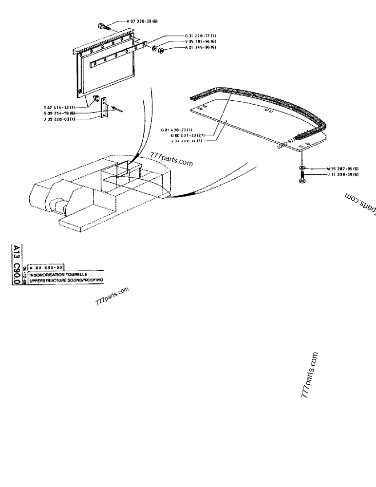 Part diagram UPPERSTRUCTURE SOUNDPROOFING - CRAWLER EXCAVATORS Case 170B (CASE CRAWLER EXCAVATOR (S/N 1501-) (S/N 12501-) (EUROPE) (2/87-12/89)) | 777parts.com
