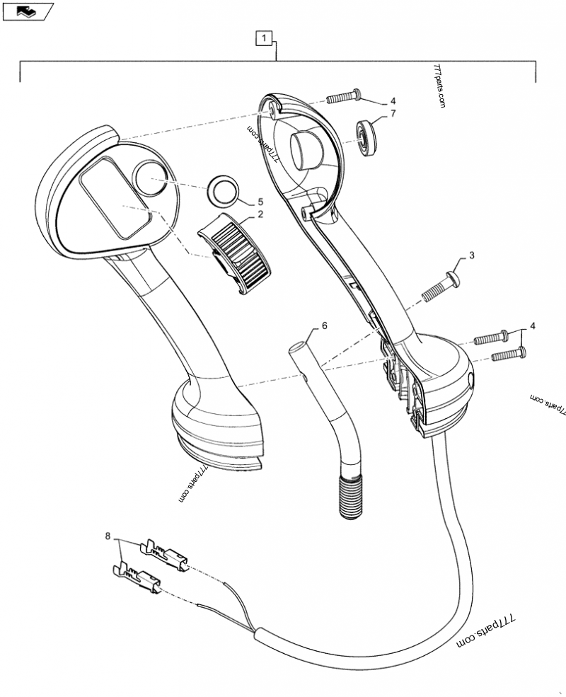 LEVEL 200 HANDLE GRIP, RH SKID STEER LOADERS Case SV185 (SKID STEER