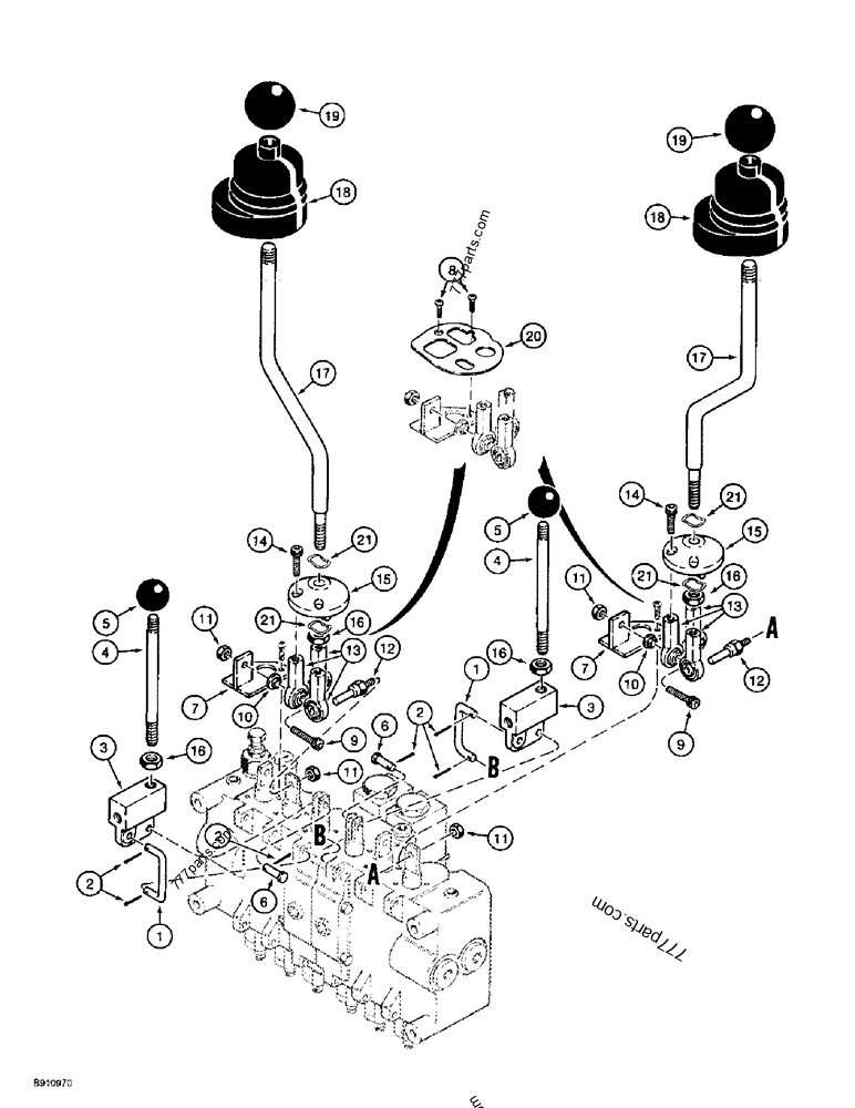 BACKHOE CONTROL VALVE, CONTROL LEVERS, D125 BACKHOE FORKLIFTS Case 560 (CASE TRENCHER (1/9312