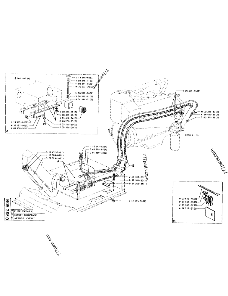 Part diagram HEATING CIRCUIT - CRAWLER EXCAVATORS Case 170 (POCLAIN CRAWLER EXCAVATOR (S/N 12341 TO 12492) (5/85-12/92)) | 777parts.com