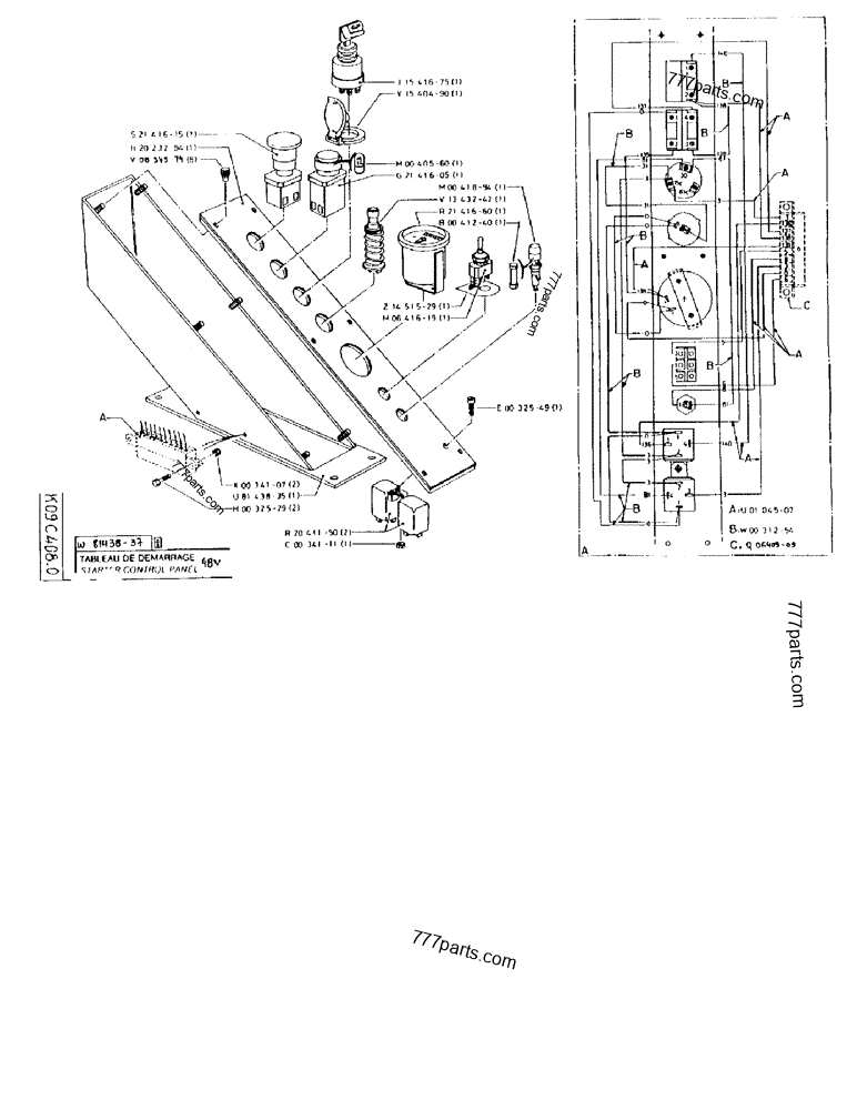 Part diagram STARTER CONTROL PANEL 48V - CRAWLER EXCAVATORS Case 170FG (POCLAIN EXCAVATOR W/ELECTRIC MOTOR (75KW 380V) (1/85-12/92)) | 777parts.com
