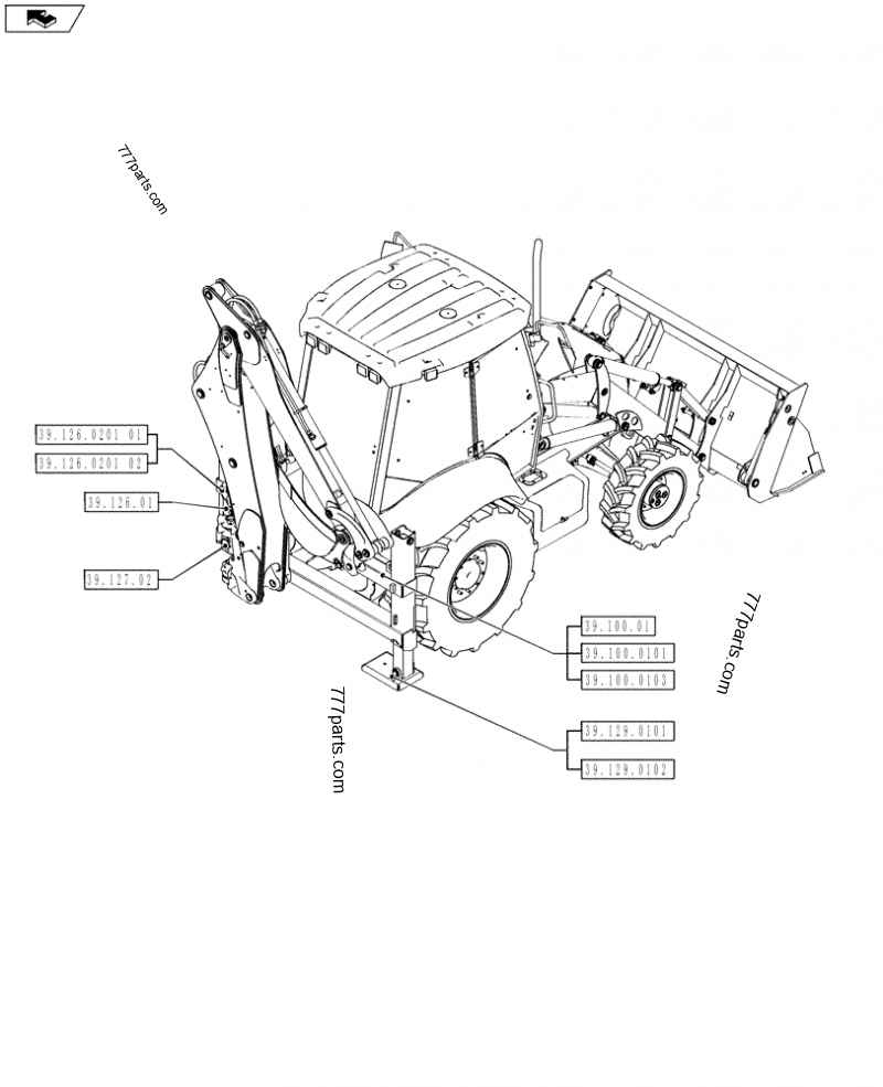 PICTORIAL INDEX - FRAMES - SIDE SHIFT - LOADER BACKHOES Case 580T ...