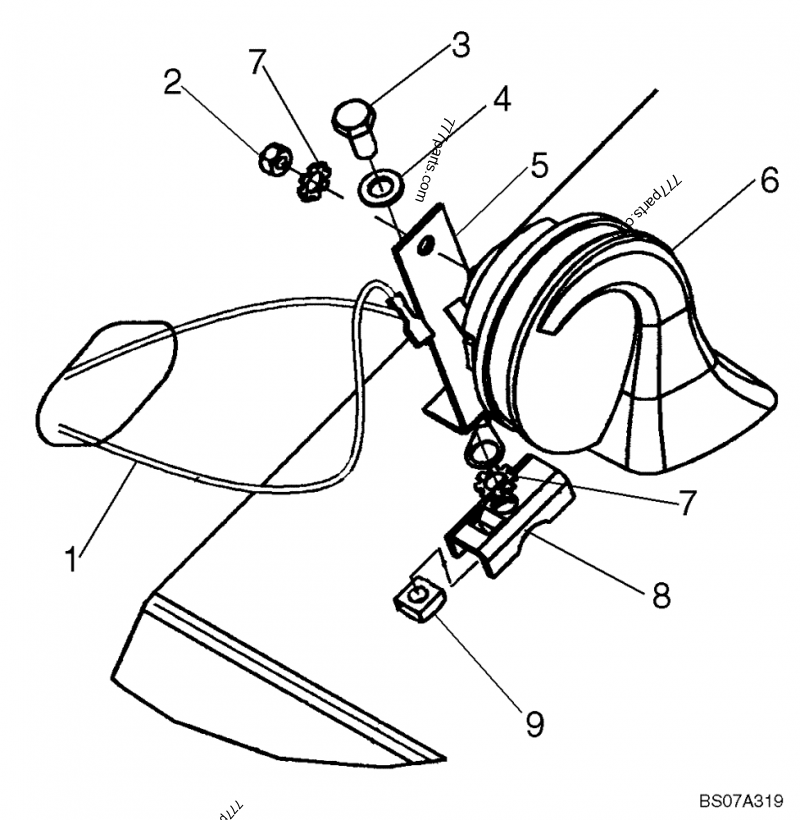 Part diagram KIT, HORN RELOCATION - COMPACT TRACK LOADERS Case 420CT (COMPACT TRACK LOADER - BSN N7M455401 (2/06-12/07)) | 777parts.com