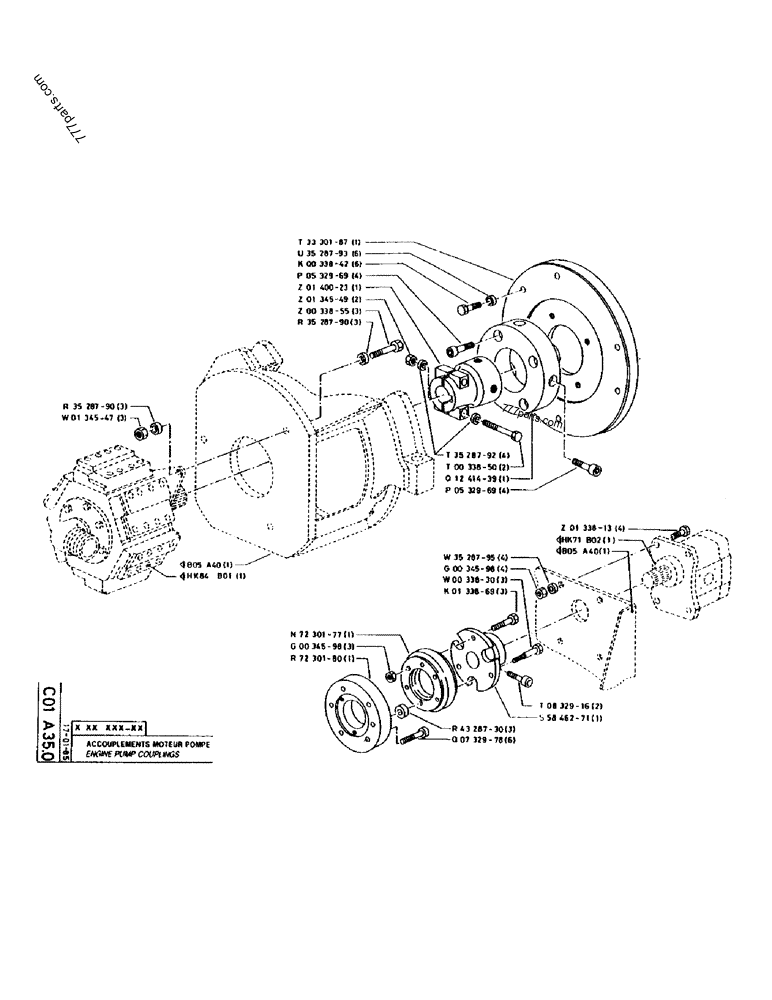Part diagram ENGINE PUMP COUPLINGS - CRAWLER EXCAVATORS Case 170 (POCLAIN CRAWLER EXCAVATOR (S/N 12341 TO 12492) (5/85-12/92)) | 777parts.com