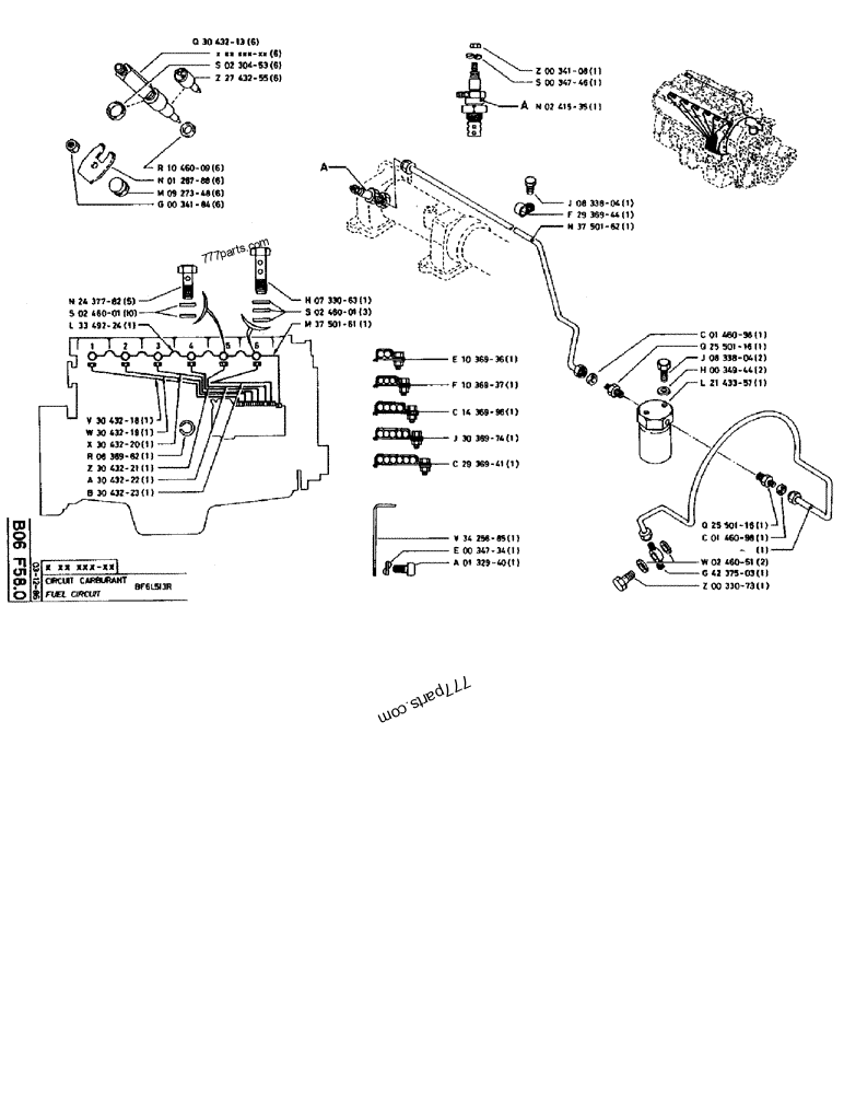 Part diagram FUEL CIRCUIT BF6L513R - CRAWLER EXCAVATORS Case 170B (CASE CRAWLER EXCAVATOR (S/N 1501-) (S/N 12501-) (EUROPE) (2/87-12/89)) | 777parts.com
