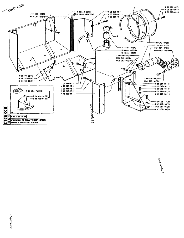 Part diagram ENGINE EXHAUST AND SUCTION - CRAWLER EXCAVATORS Case 170B (CASE CRAWLER EXCAVATOR (S/N 1501-) (S/N 12501-) (EUROPE) (2/87-12/89)) | 777parts.com