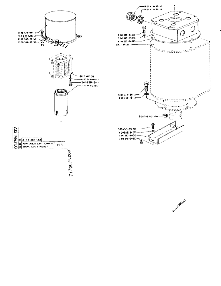 Part diagram SWING JOINT FITTINGS 15P. - CRAWLER EXCAVATORS Case 170FG (POCLAIN EXCAVATOR W/ELECTRIC MOTOR (75KW 380V) (1/85-12/92)) | 777parts.com